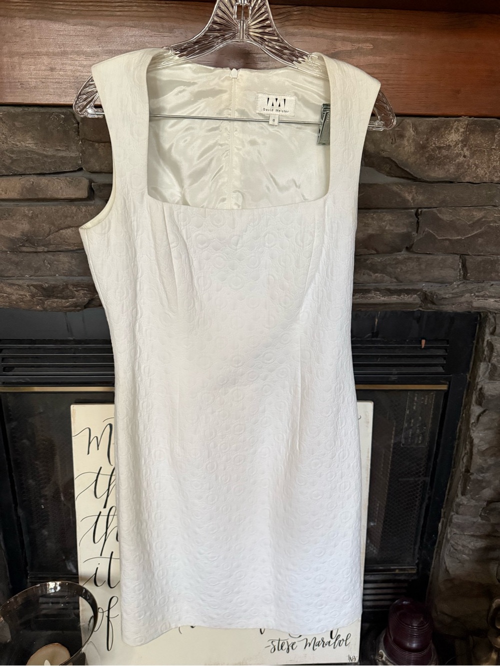 White lined sheath dress. Size 8 David Meister